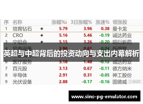 英超与中超背后的投资动向与支出内幕解析
